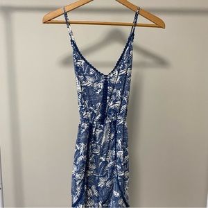 Xhilaration romper tropical print blue white medium